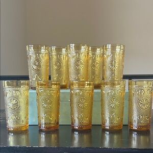 10 Vintage Amber American Concord tumblr juice glasses by Brockway Glass Co. 8oz